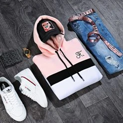 Sweat Capuche Tricolore Final Club - Broderie 035 Blanc Noir Rose - Promotion -Final Club Soldes final club 127957 FINAL 035 TPDT 20191024T145727 06