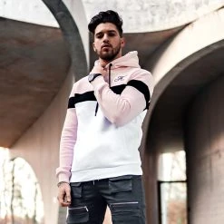 Sweat Capuche Tricolore Final Club - Broderie 035 Blanc Noir Rose - Promotion -Final Club Soldes final club 127957 FINAL 035 TPDT 20191202T152831 06