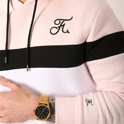 Sweat Capuche Tricolore Final Club - Broderie 035 Blanc Noir Rose - Promotion -Final Club Soldes final club 127957 final 035 20180828T175724 03