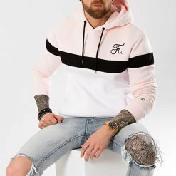 Sweat Capuche Tricolore Final Club - Broderie 035 Blanc Noir Rose - Promotion -Final Club Soldes final club 127957 final 035 20180828T175724 05