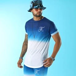Tee Shirt Oversize Dégradé Avec Broderie 015 Bleu Et Blanc - Final Club -Final Club Soldes final club 137057 FINAL 015 TPDT 20210512T094358 05