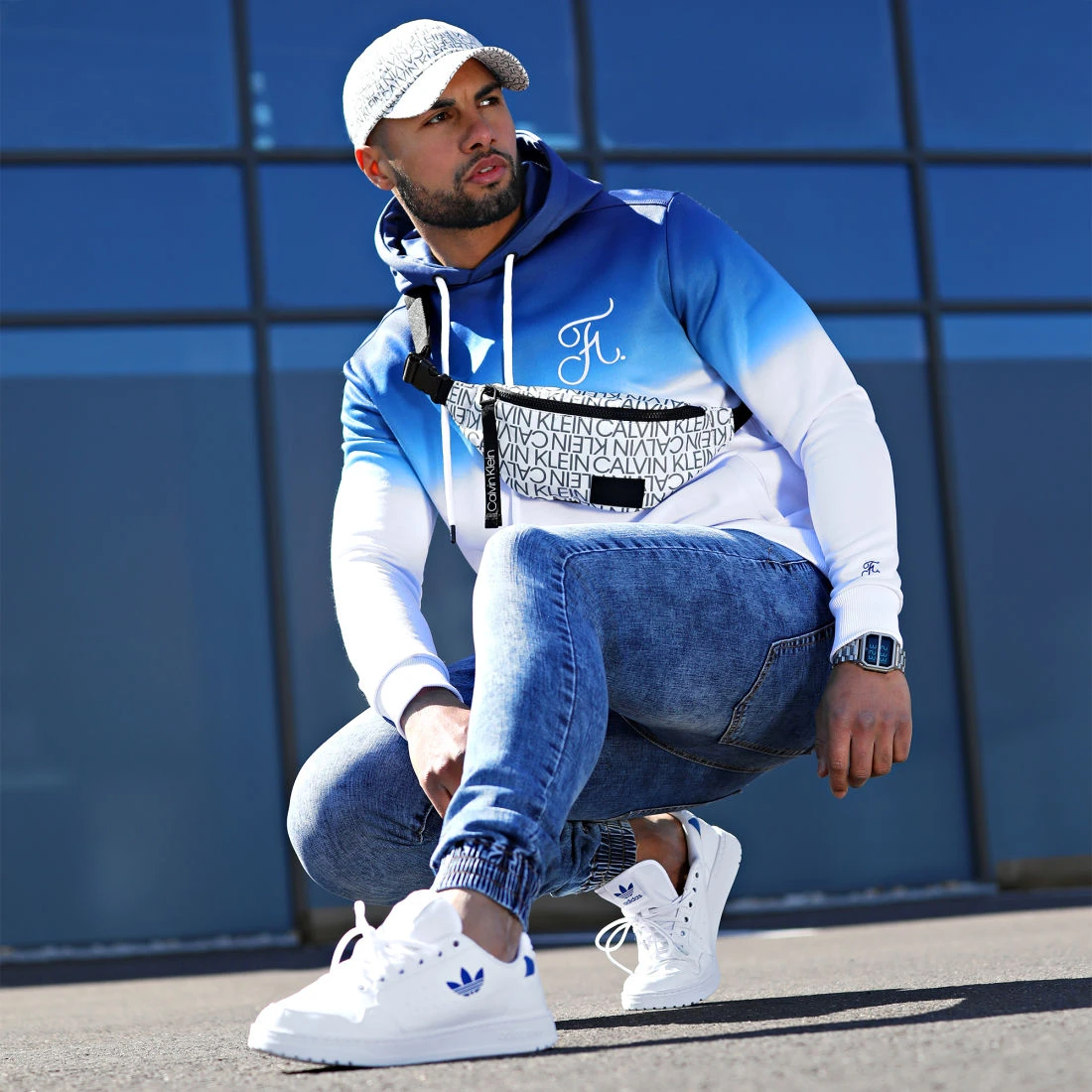 Sweat Capuche Dégradé Avec Broderie 036 Bleu Et Blanc - Final Club 9 Sweat Capuche Dégradé Avec Broderie 036 Bleu Et Blanc - Final Club – Image 7