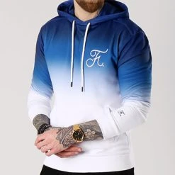 Sweat Capuche Dégradé Avec Broderie 036 Bleu Et Blanc - Final Club