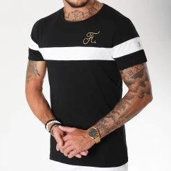 Promo ❤️ Tee 👏 Shirt Gold Label Bicolore Avec Broderie Or 106 Blanc Noir de Final Club 🎉 -Final Club Soldes final club 157796 FINAL 106 20181116T123151 02