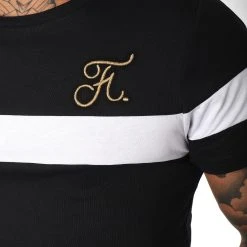 Promo ❤️ Tee 👏 Shirt Gold Label Bicolore Avec Broderie Or 106 Blanc Noir de Final Club 🎉 -Final Club Soldes final club 157796 FINAL 106 20181116T123157 04