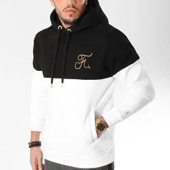 Sweat Capuche Gold Label Bicolore Noir et Blanc avec Broderie Or 109 - Final Club