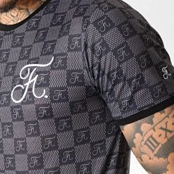 Tee Shirt Premium Fit Damier Avec Broderie 257 Noir Gris - Final Club -Final Club Soldes final club 180278 FINAL 257 20190618T120208 03