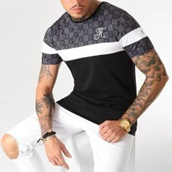 T-Shirt Budget Tee Damier Tricolore Brodé Blanc Noir Gris - Final Club -Final Club Soldes final club 182596 FINAL 256 20190621T152546 02