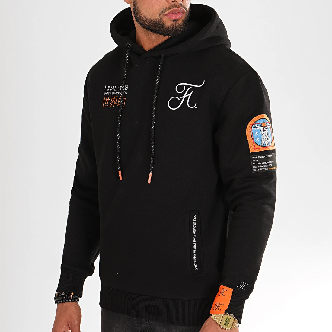 Sweat Capuche Space Exploration Avec Patchs Et Broderie 287 Noir - Final Club | Meilleure Vente 4 Sweat Capuche Space Exploration Avec Patchs Et Broderie 287 Noir - Final Club | Meilleure Vente – Image 2