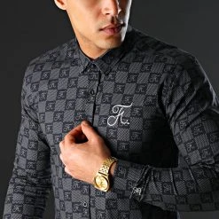 Chemise Manches Longues Premium Avec Damier et Broderie 279 Noir - Final Club 9 Chemise Manches Longues Premium Avec Damier et Broderie 279 Noir - Final Club -Final Club Soldes final club 198492 FINAL 279 20191224T112752 06