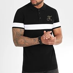Polo Gold Edition Tricolore Avec Broderie Or 307 Noir - Final Club -Final Club Soldes final club 199065 FINAL 307 20191120T144832 03