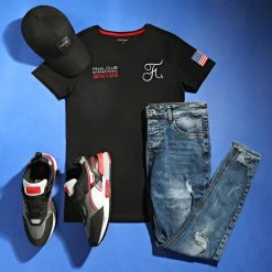 ⭐ Tee Shirt Capsule USA Avec Patch Et Broderie 372 Noir - Final Club -Final Club Soldes final club 212838 FINAL 372 20210630T154328 05