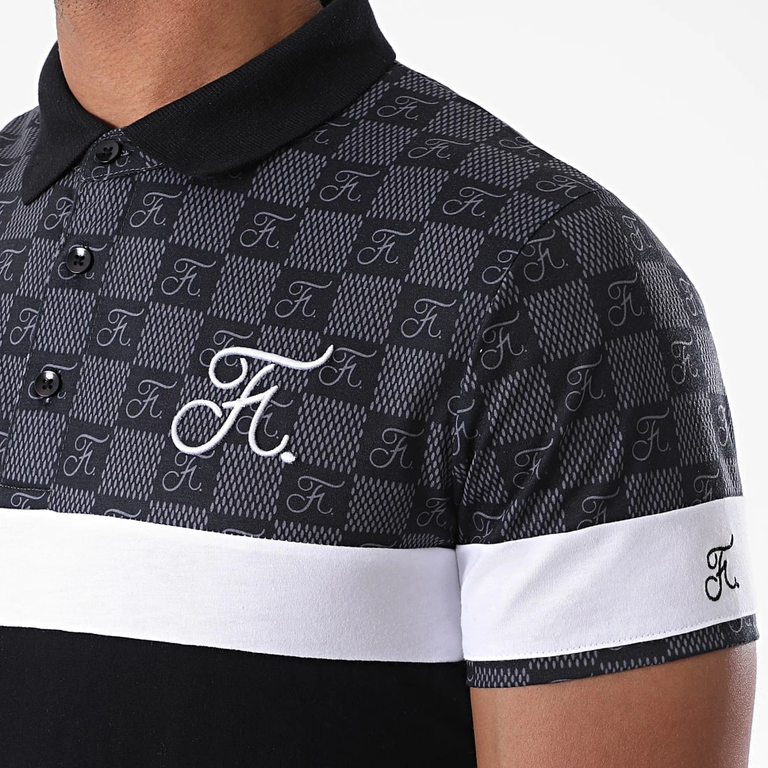 Promo 🎁 Polo Damier Tricolore Avec Broderie 381 Noir Gris de Final Club ⌛ - Polos Manches Courtes 3 Promo 🎁 Polo Damier Tricolore Avec Broderie 381 Noir Gris de Final Club ⌛ - Polos Manches Courtes – Image 2
