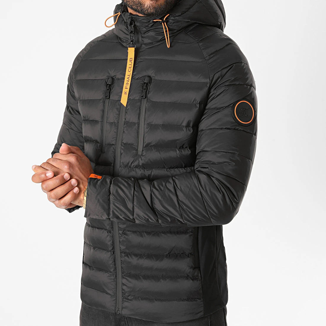 Doudoune Capuche Premium Tech Noir Orange - Final Club 3 Doudoune Capuche Premium Tech Noir Orange - Final Club – Image 2
