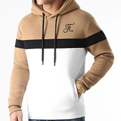 Sweat Capuche Tricolore Avec Broderie 443 Blanc Noir Camel - Final Club -Final Club Soldes final club 236898 FINAL 443 20201210T152726 03