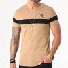 Tee Shirt Bicolore Avec Broderie 441 Noir Camel - Final Club | Style et Confort -Final Club Soldes final club 246270 FINAL 441 20210217T093152 01