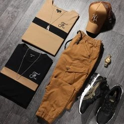 Tee Shirt Bicolore Avec Broderie 442 Camel Noir - Final Club - Offre Spéciale ⭐ -Final Club Soldes final club 246271 FINAL 442 20210201T073612 03