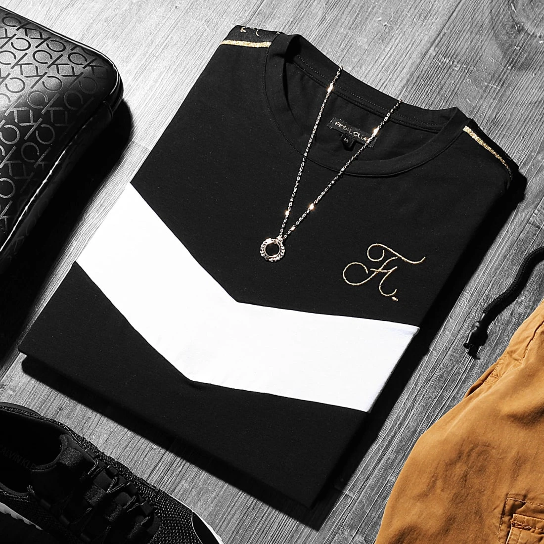 Tee-shirt Retro Bicolore Gold Edition 482 Noir Blanc - Final Club 6 Tee-shirt Retro Bicolore Gold Edition 482 Noir Blanc - Final Club – Image 4