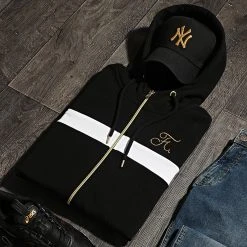 Sweat Capuche Zippé Final Club - Broderie 519 Blanc Noir Doré - Vente Flash -Final Club Soldes final club 247072 FINAL 519 20210301T141501 06