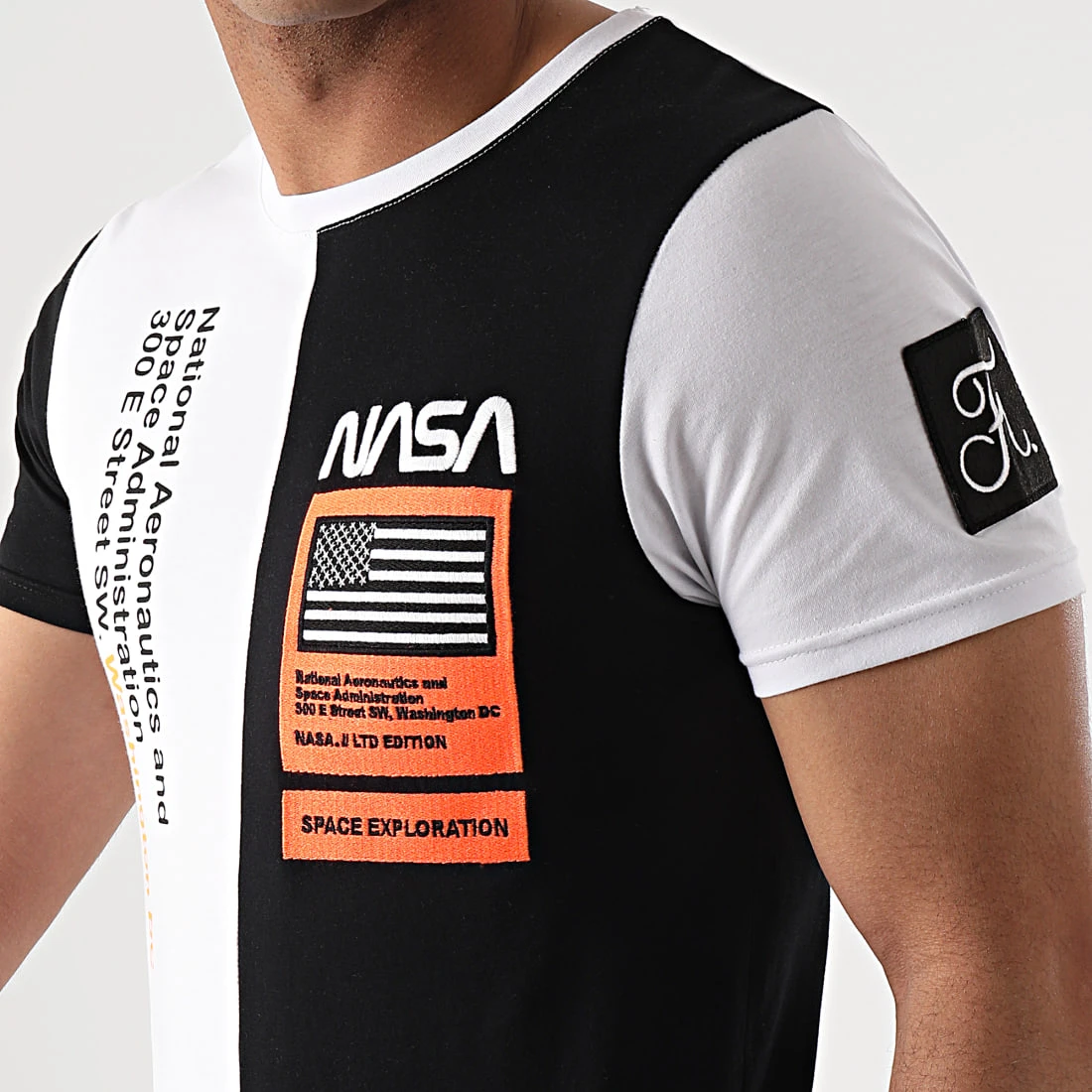 Tee Shirt Nasa Half Limited Edition Noir Blanc Détails Orange Fluo - Final Club 4 Tee Shirt Nasa Half Limited Edition Noir Blanc Détails Orange Fluo - Final Club – Image 2