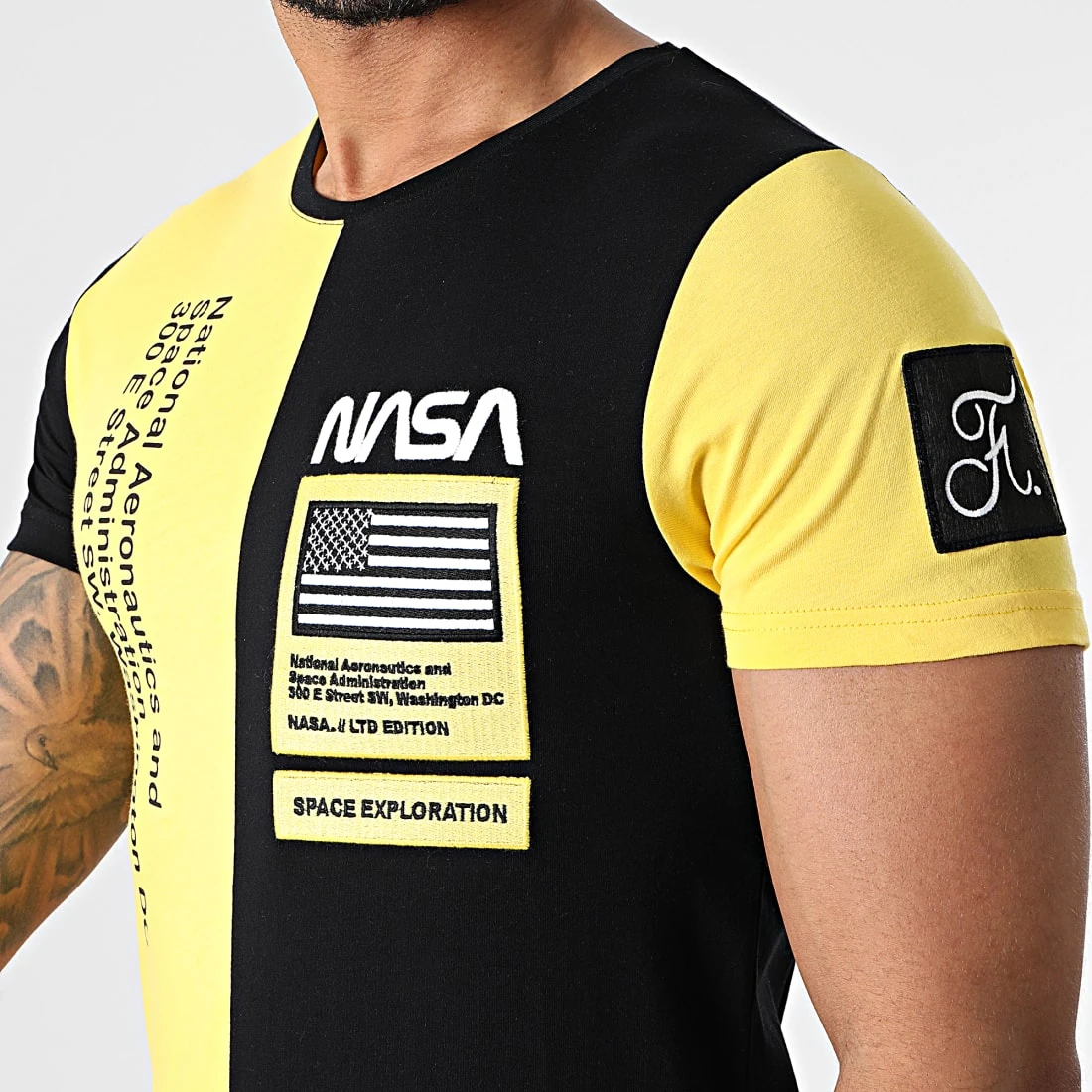 Tee-Shirt Nasa Half Colors Limited Edition Noir Jaune 😉 Final Club 🔥 4 Tee-Shirt Nasa Half Colors Limited Edition Noir Jaune 😉 Final Club 🔥 – Image 2