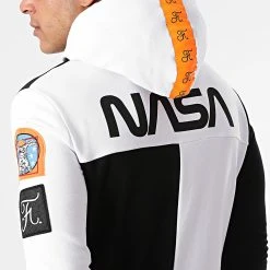 Sweat Zippé Capuche Nasa Half Limited Edition 563 Noir Blanc Détails Orange Fluo - Final Club -Final Club Soldes final club 249669 FINAL 563 20210409T145436 04