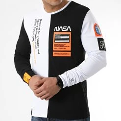 Tee Shirt Manches Longues Nasa Half Limited Edition Noir Blanc Détails Orange Fluo | Final Club | Meilleure Vente -Final Club Soldes final club 249674 FINAL 567 20210319T083923 03