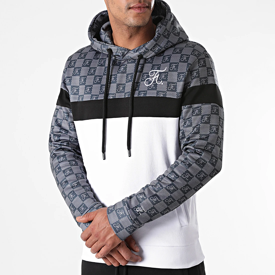 Ensemble de Survetement Damier Tricolore Blanc Gris Noir - Final Club 4 Ensemble de Survetement Damier Tricolore Blanc Gris Noir - Final Club – Image 2