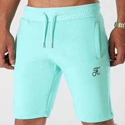 Short Jogging Premium Avec Broderie 641 Bleu Pastel - Final Club