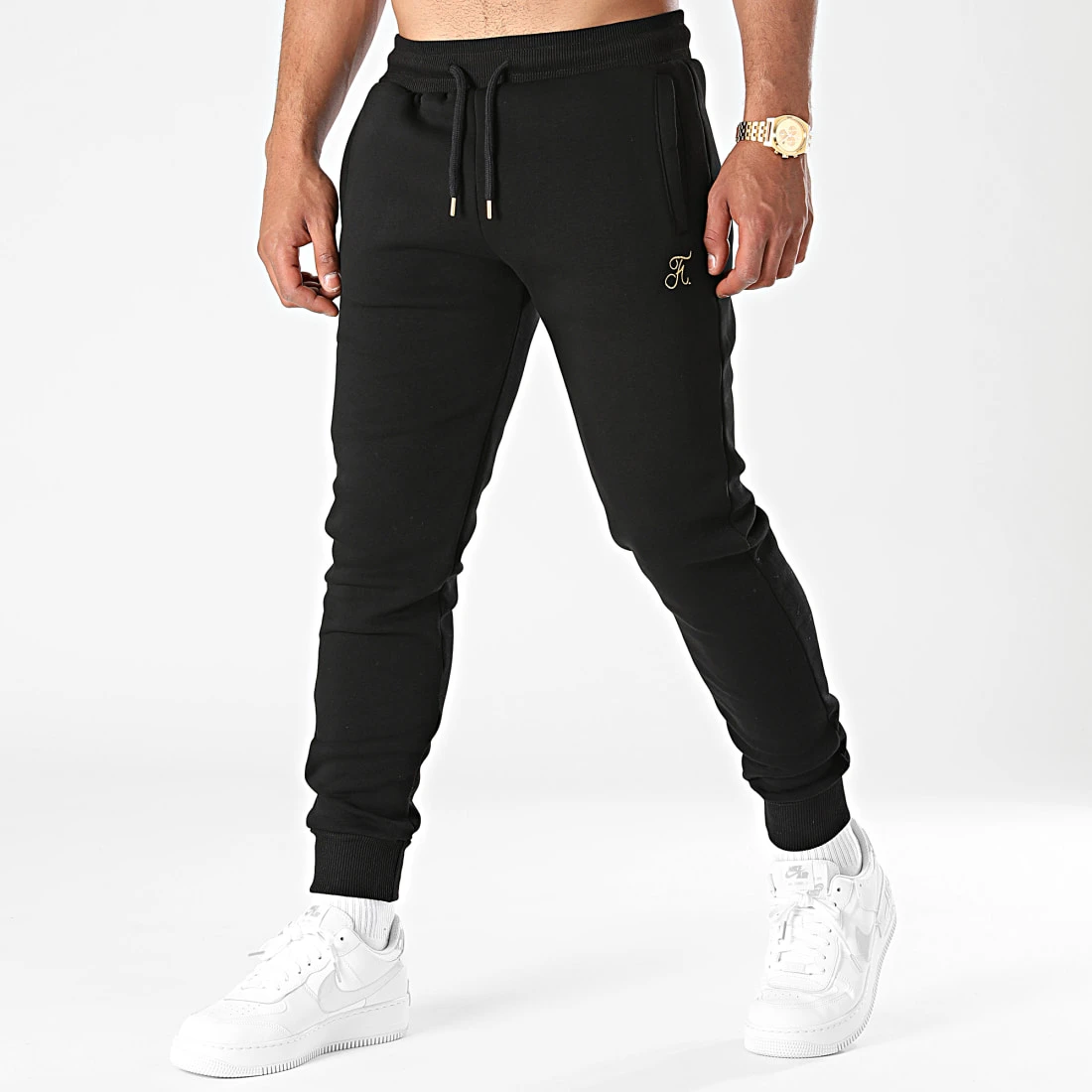 Pantalon Jogging Premium avec Broderie 653 Noir Doré - Final Club 3 Pantalon Jogging Premium avec Broderie 653 Noir Doré - Final Club