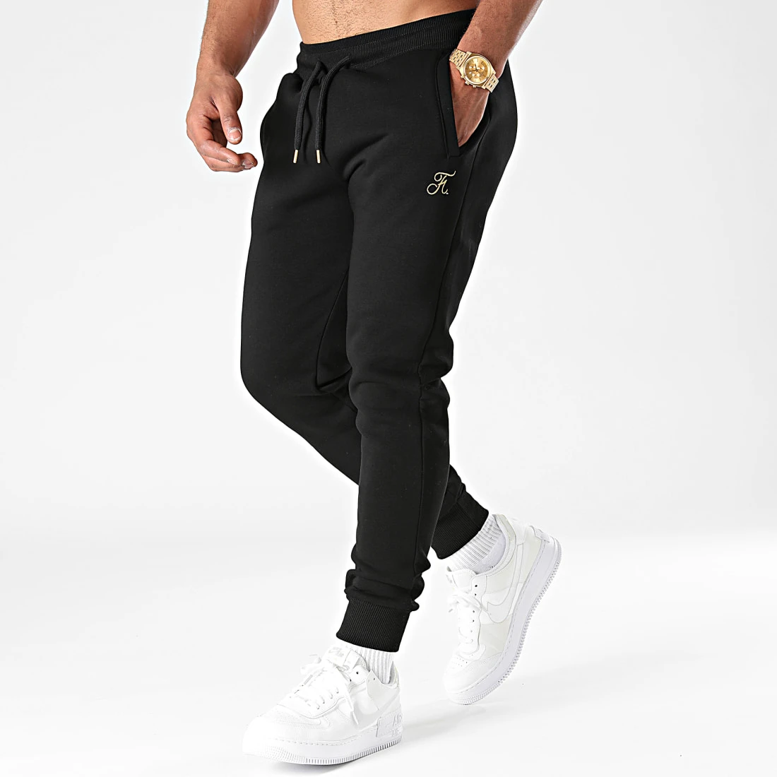 Pantalon Jogging Premium avec Broderie 653 Noir Doré - Final Club 5 Pantalon Jogging Premium avec Broderie 653 Noir Doré - Final Club – Image 3