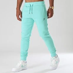 Pantalon Jogging Premium Avec Broderie 657 Bleu Pastel - Le Moins Cher | Final Club
