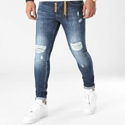 Budget 😉 Jean Skinny Avec Déchirures 0002 Bleu Denim de Final Club 👍 - Pantalons