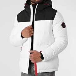 Doudoune Capuche Premium Puffer Jacket Blanc Noir Rouge - Final Club