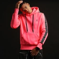 Sweat Capuche Premium A Bandes 725 Rose Fluo - Final Club -Final Club Soldes final club 280363 FINAL 725 20211027T111103 03
