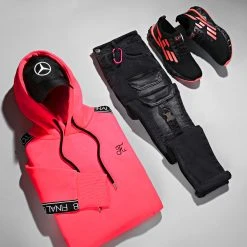 Sweat Capuche Premium A Bandes 725 Rose Fluo - Final Club -Final Club Soldes final club 280363 FINAL 725 20211117T103600 09