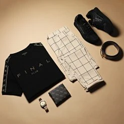 Promo 🎉 Tee Shirt A Bandes Logo Premium Fit 774 Noir Doré | Final Club -Final Club Soldes final club 283970 FINAL 774 20211110T084137 03