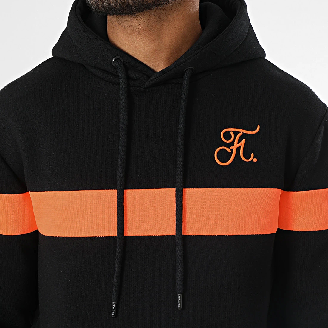 Sweat Capuche Bicolore Fluo Noir Orange avec Broderie 741 - Final Club 4 Sweat Capuche Bicolore Fluo Noir Orange avec Broderie 741 - Final Club – Image 2