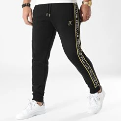 Pantalon Jogging Luxury Edition A Bandes Avec Broderie Or 786 Noir de Final Club - Confort et Élégance