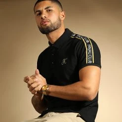 Polo Manches Courtes Luxury Edition à Bandes avec Broderie Or 787 Noir - Final Club -Final Club Soldes final club 285806 FINAL 787 20211206T100610 05