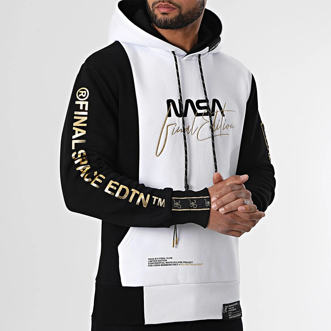 Sweat Capuche Nasa Final Edition Noir Blanc - Final Club 4 Sweat Capuche Nasa Final Edition Noir Blanc - Final Club – Image 3