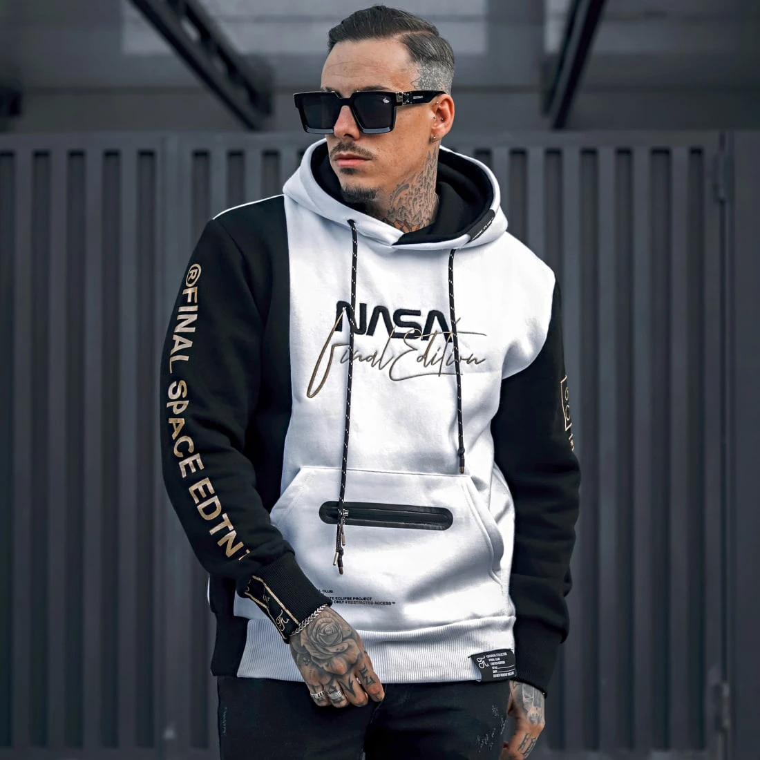 Sweat Capuche Nasa Final Edition Noir Blanc - Final Club 7 Sweat Capuche Nasa Final Edition Noir Blanc - Final Club – Image 6