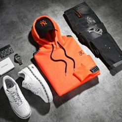 Sweat Capuche Premium A Bandes 728 Orange Fluo - Final Club | Meilleure affaire ⌛ -Final Club Soldes final club 291128 FINAL 728 20220128T144118 07