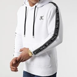 Sweat Capuche Premium A Bandes 832 Blanc - Final Club