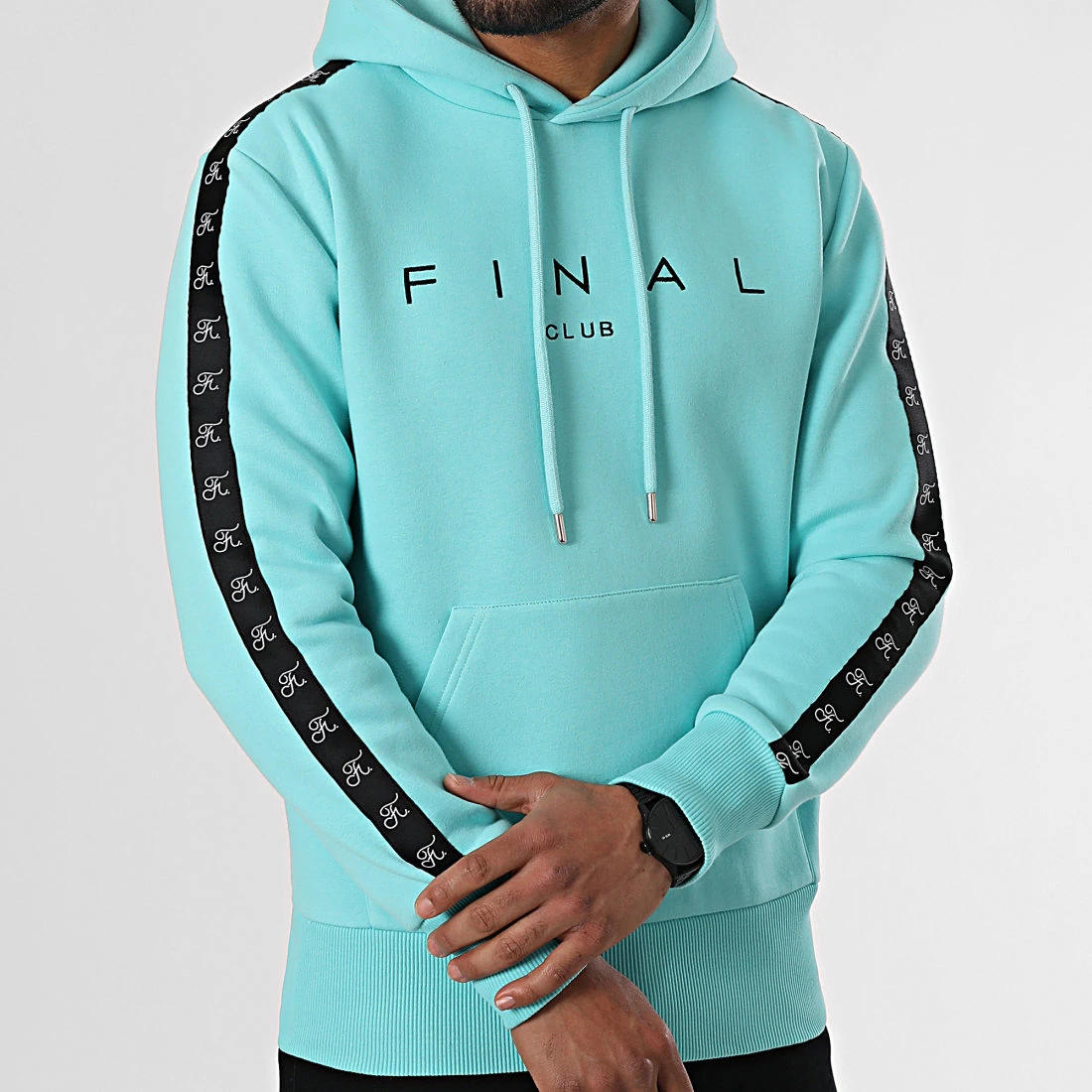 Sweat Capuche A Bandes Avec Broderie 780 Bleu Pastel - Final Club 3 Sweat Capuche A Bandes Avec Broderie 780 Bleu Pastel - Final Club