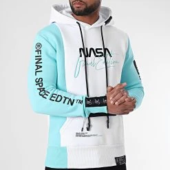 Sweat Capuche NASA Final Edition 846 Blanc Bleu Pastel - Final Club -Final Club Soldes final club 292340 FINAL 846 20220218T142410 03
