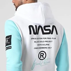 Sweat Capuche NASA Final Edition 846 Blanc Bleu Pastel - Final Club -Final Club Soldes final club 292340 FINAL 846 20220218T142411 04