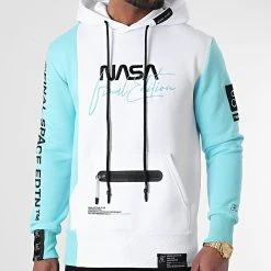 Sweat Capuche NASA Final Edition 846 Blanc Bleu Pastel - Final Club