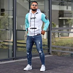 Sweat Capuche NASA Final Edition 846 Blanc Bleu Pastel - Final Club -Final Club Soldes final club 292340 FINAL 846 20220511T101847 06