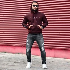 Sweat Capuche A Bandes Avec Broderie 855 Bordeaux - Final Club | Confort et Style -Final Club Soldes final club 293780 FINAL 855 20220427T084801 06